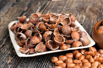 Fototapeta premium hazelnuts peeled from the shell