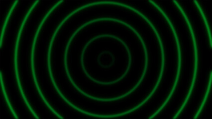 Green-colored sound waves, or radio waves generating in black background.