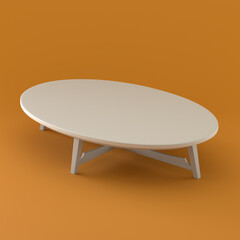 A Single Coffee Table in Orange Background, 3d Rendering