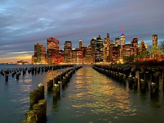 Naklejka premium Lower Manhattan View from Brooklyn Bridge Park Old Pier1