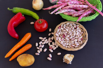 ingredients for red kidney beans with olive oil