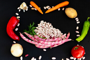 ingredients for red kidney beans with olive oil