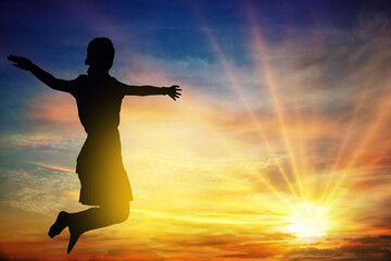 Fototapeta premium Happiness at dawn with light and shadow