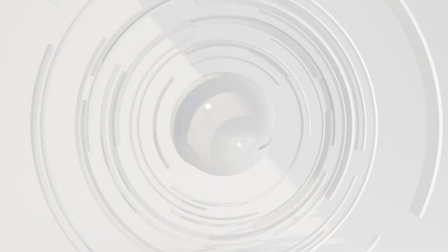 spinning of colorful yellow semi-circle on white and yellow background. pastel color concept. looping pattern animation 3d rendering