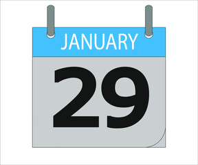 January 29th. Calendar icon. Date day of the month Sunday, Monday, Tuesday, Wednesday, Thursday, Friday, Saturday and Holidays