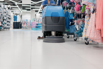 cleaning floor in shopping mall