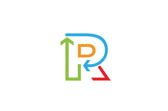 colorful letter r arrows logo vector symbol design illustration