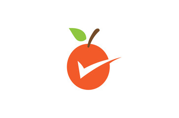 creative orange fruit checkmark logo design vector symbol illustration