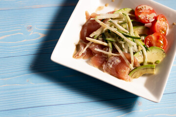 carpaccio salad tuna avocado cucumber radish マグロとアボカドのカルパッチョ