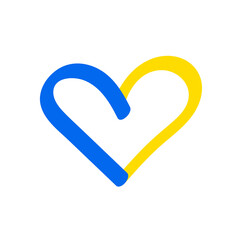 Flag of Ukraine in the shape of a heart. Ukrainian national symbol. stop the war