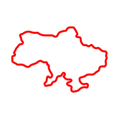 Ukraine, Europe. Red card illustration. Ukraine silhouette one line drawing