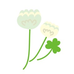 Fototapeta premium 春の植物 シロツメ草のイラスト