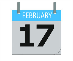 February 17th. Calendar icon. Date day of the month Sunday, Monday, Tuesday, Wednesday, Thursday, Friday, Saturday and Holidays