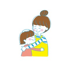 親子でハグするイラスト