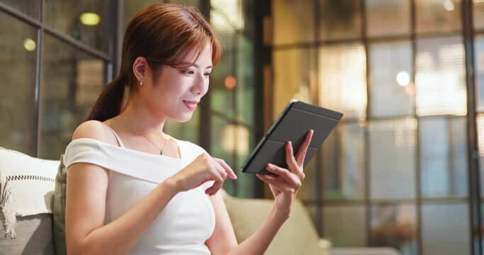 asian woman use digital tablet