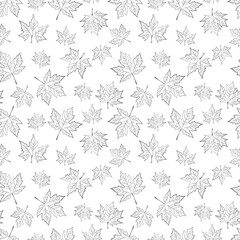 A set of maple leaves seamless pattern, 1000x1000, Vector graphics.
