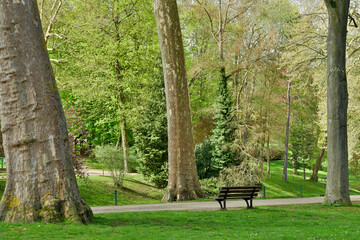 Poissy, France - april 16 2018 : Meissonier park in spring