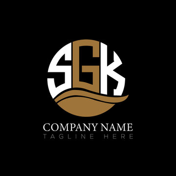 SGK logo monogram isolated on circle element design template, SGK letter logo design on black background. SGK creative initials letter logo concept.  SGK letter design.