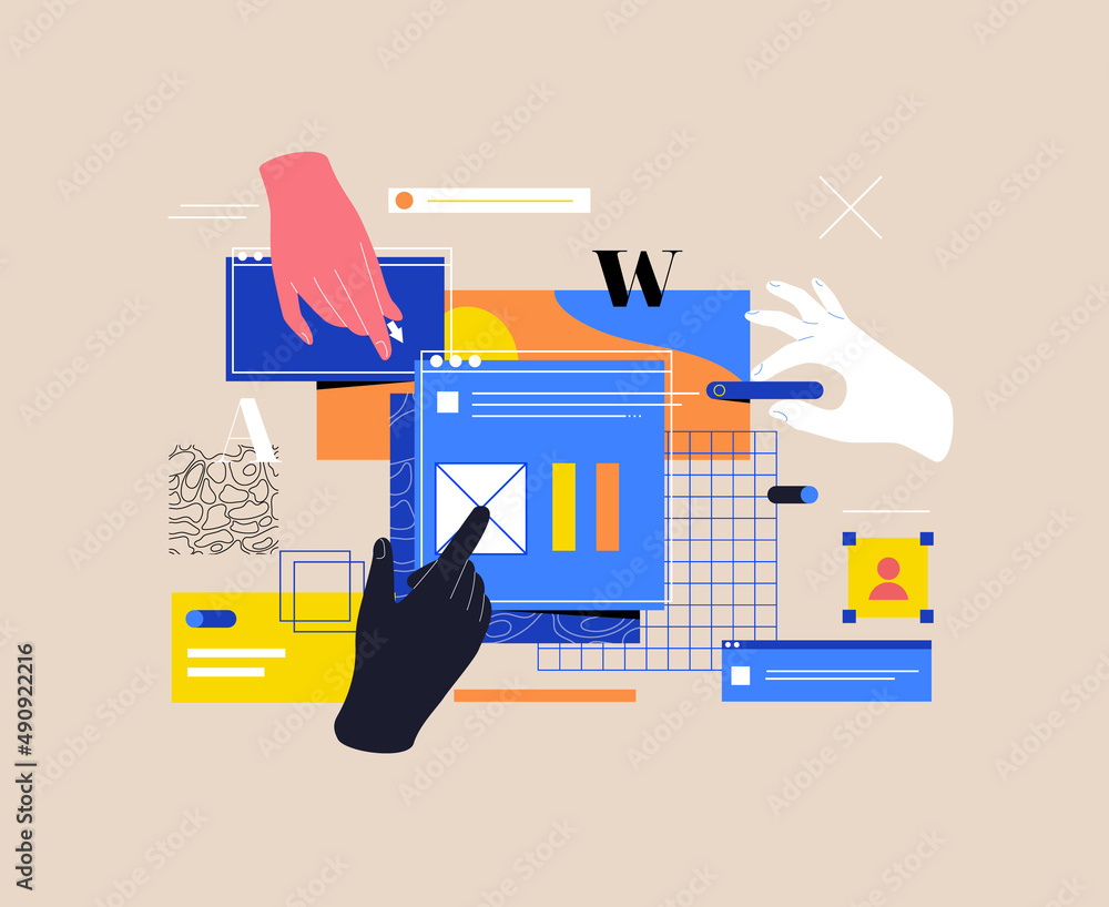 Wall mural website design or mobile applications design illustration.