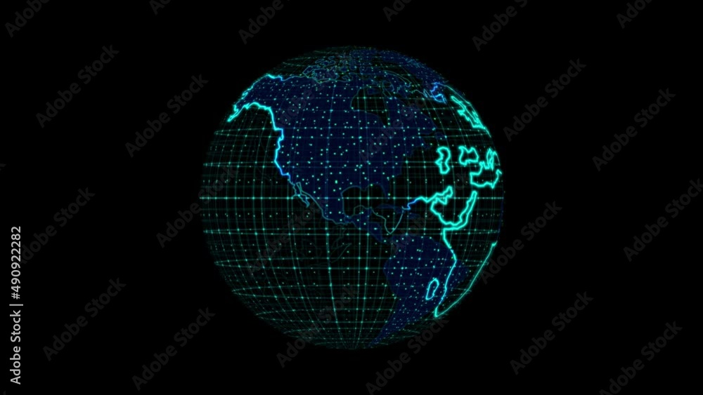 Poster 3d rendering abstract globe virtual planet earth. digital technology planet.