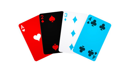 Vector illustration of cards for playing poker and casino isolated on white background.