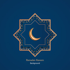 Ramadan kareem banner with realistic islamic moon