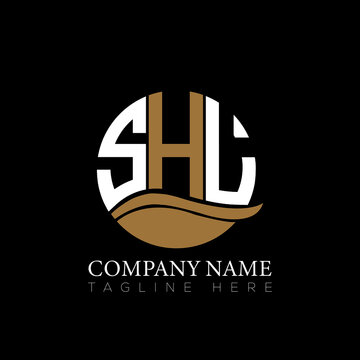SHL logo monogram isolated on circle element design template, SHL letter logo design on black background. SHL creative initials letter logo concept.  SHL letter design.