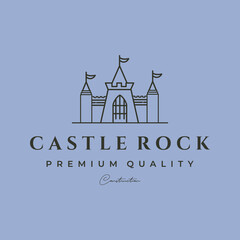 castle rock line art logo vector symbol illustration design