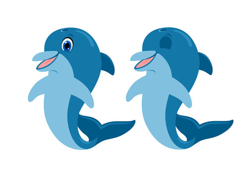 Cute dolphin cartoon illustration. Vector for animation