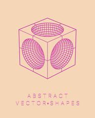 Geometric shape for design. Wireframe illustration. Molecular grid. 3d technology style. Vector illustration. Futuristic connection structure for chemistry and science.