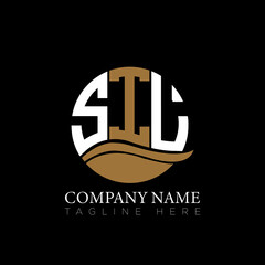 SIL logo monogram isolated on circle element design template, SIL letter logo design on black background. SIL creative initials letter logo concept. SIL letter  design.