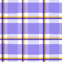 Plaid check patten. Seamless vector tartan texture print. lilac and white watercolor stripes, checkered male graphic background.