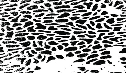 Small uneven spots and particles of debris. Abstract vector texture. Distressed uneven background. Grunge texture overlay with fine grains isolated on white background. Vector illustration. EPS10.