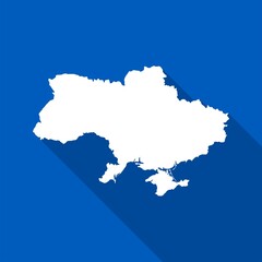Vector Illustration of the Map of Ukraine with long shadow