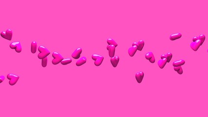 Pink hearts on pink background.
3D illustration for background.
