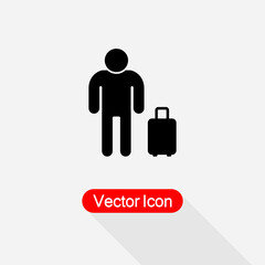 Guest icon Man Icon, Man with Luggage Icon Vector Illustration Eps10
