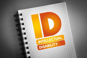 ID - Intellectual Disability acronym on notepad, medical concept background