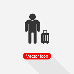 Guest icon Man Icon, Man with Luggage Icon Vector Illustration Eps10