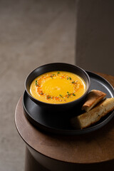 cream soup of cauliflower, carrots and rice