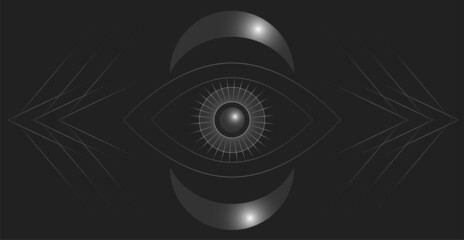 Abstract mystical shapes on a black background. Esoteric symbols, imitation of planets. Vector