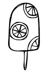 Vector hand drawn ice cream illustration isolated on white backgrounds. Cute dessert clipart. For print, web, design, decor, logo.