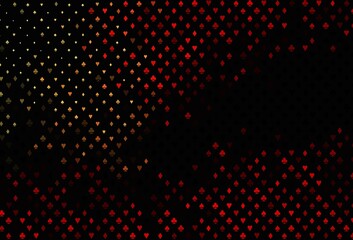 Dark red vector background with cards signs.