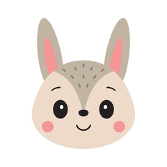 Cute rabbit hare face. Cartoon vector illustration isolated on white background