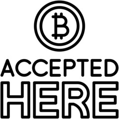 Accepted here icon, Bitcoin related vector illustration