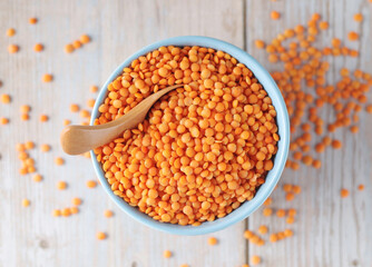 Red dry lentils ready for cooking