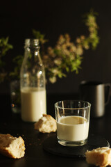 Milk and white bread in low key