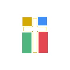 Christian cross logo design isolated on white background