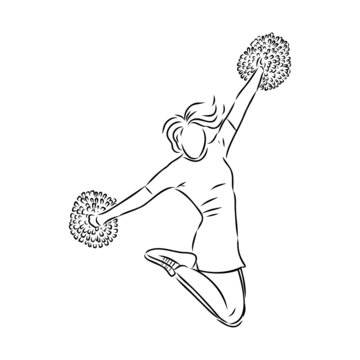 Cheerleader sketch cheerleading vector sketch llustration girl
