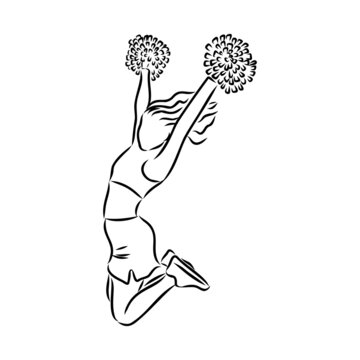 Cheerleader sketch cheerleading vector sketch llustration girl