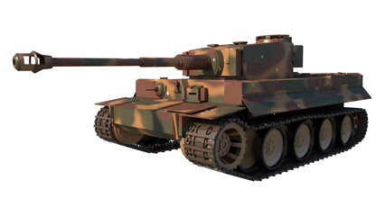 Fototapeta na wymiar Heavy Tank- Vehicle Military - Perspective F view white background 3D Rendering Ilustracion 3D 